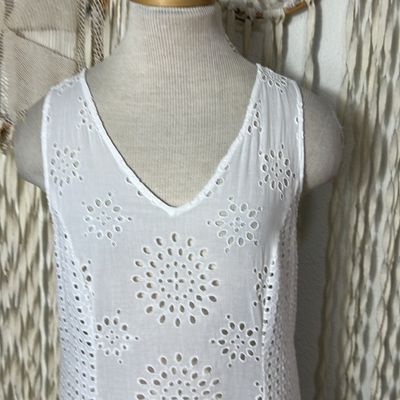 Sundance White Jasper Springs Eyelet Asymmetrical Hemline Summer Dress Size 8 - Picture 3 of 8